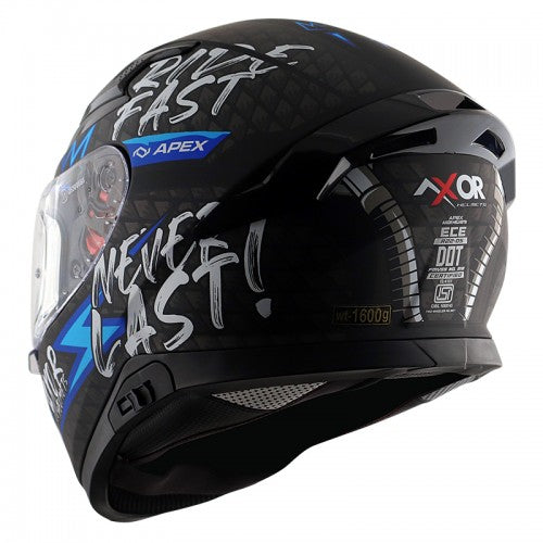 AXOR Apex Ride Fast Motorcycle Helmet - Matt Black Blue
