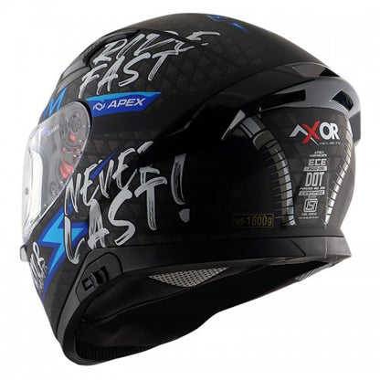 AXOR Apex Ride Fast Motorcycle Helmet - Matt Black Blue