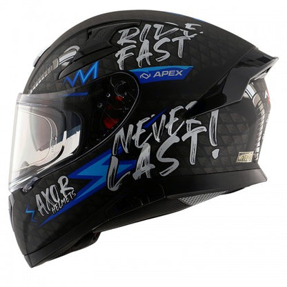 AXOR Apex Ride Fast Motorcycle Helmet - Matt Black Blue