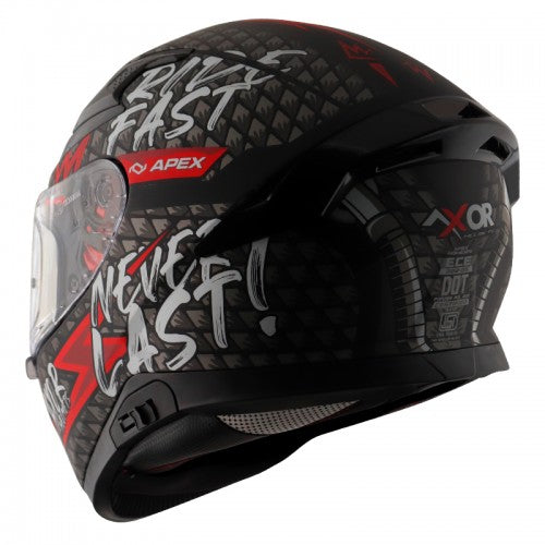 AXOR Apex Ride Fast Motorcycle Helmet - Matt Black Red