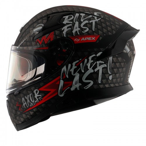 AXOR Apex Ride Fast Motorcycle Helmet - Matt Black Red