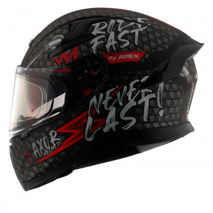 AXOR Apex Ride Fast Motorcycle Helmet - Matt Black Red
