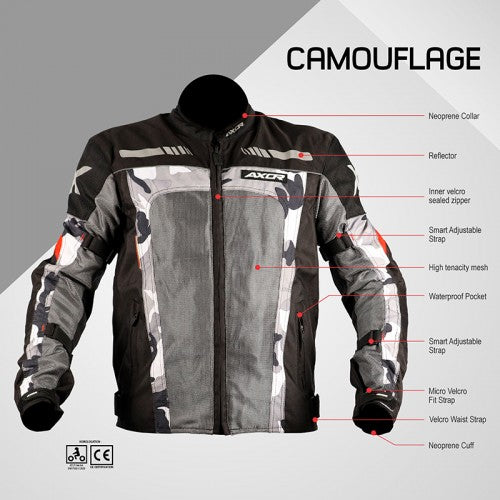 AXOR CAMOUFLAGE Riding Jacket - Black Red