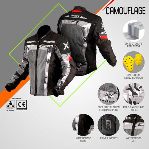 AXOR CAMOUFLAGE Riding Jacket - Black Red