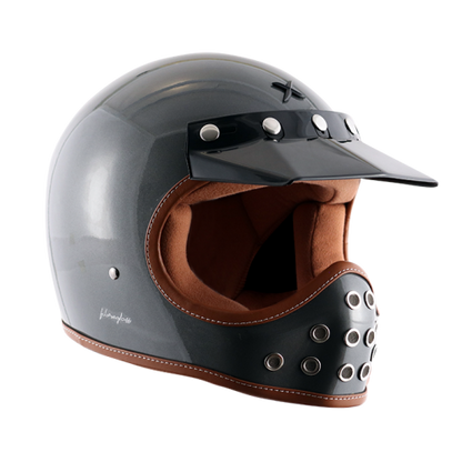 AXOR Retro Moto-X Glossy Athena Grey Helmet - Riders Junction