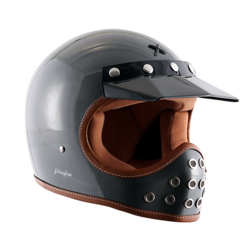 AXOR Retro Moto-X Glossy Athena Grey Helmet - Riders Junction