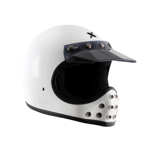 AXOR Retro Moto-X Glossy White Helmet - Riders Junction