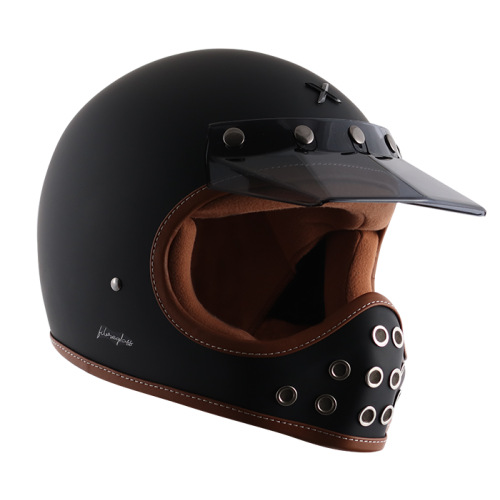 AXOR Retro Moto-X Matt Black Helmet - Riders Junction
