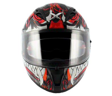 AXOR STREET OKAMI Glossy Black Red Helmet- Riders Junction