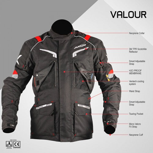 AXOR VALOUR Riding Jacket - Black Red