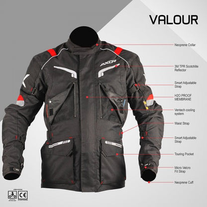 AXOR VALOUR Riding Jacket - Black Red