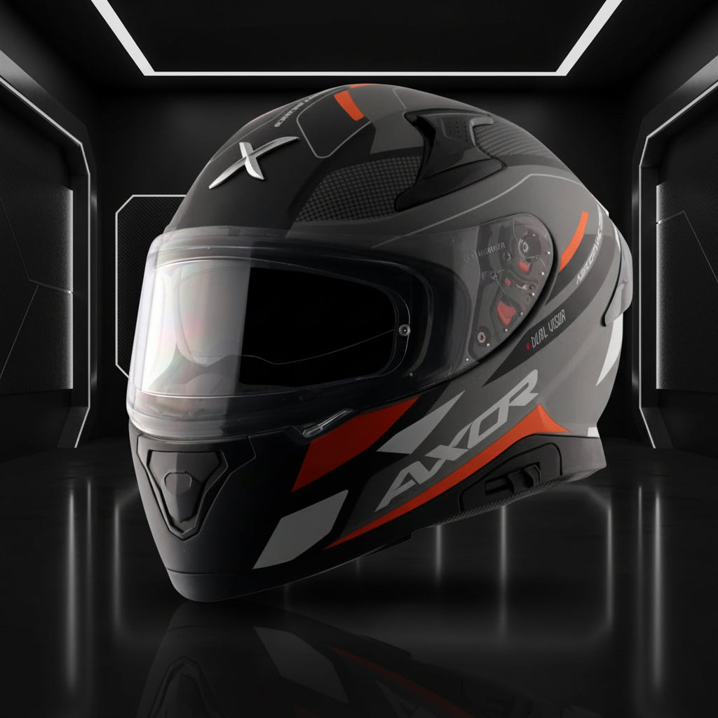 AXOR Apex Turbine Matt Black Orange Grey Helmet