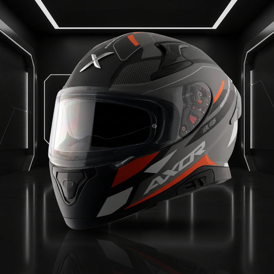 AXOR Apex Turbine Matt Black Orange Grey Helmet