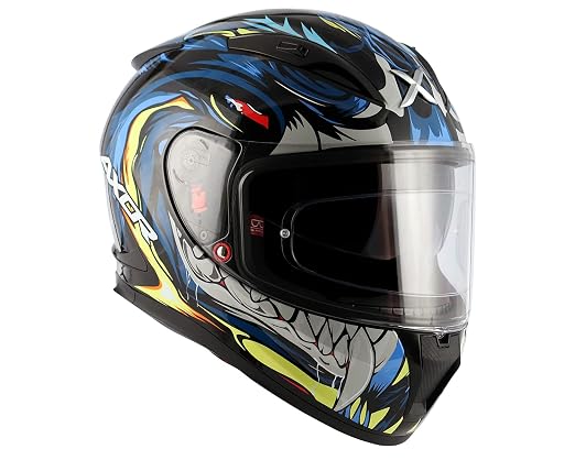 AXOR STREET OKAMI Glossy Black Blue Helmet
