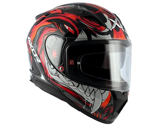 AXOR STREET OKAMI Glossy Black Red Helmet