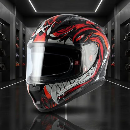 AXOR STREET OKAMI Glossy Black Red Helmet