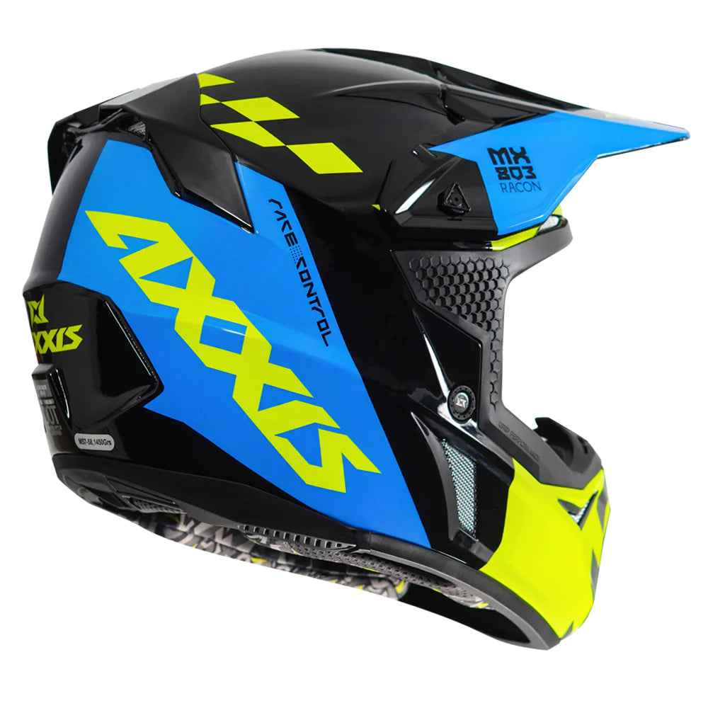 AXXIS Wolf Racon Motocross Glossy White and Blue Helmet