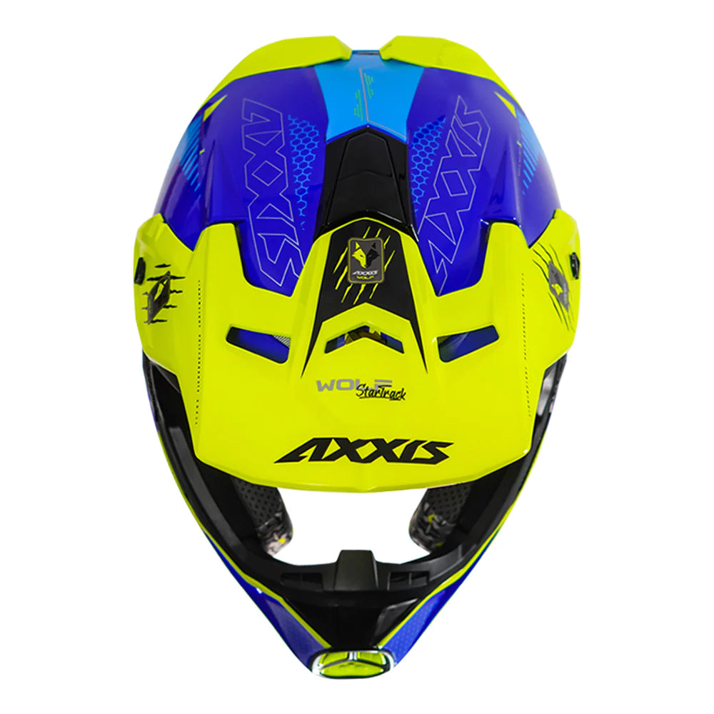 AXXIS Wolf Star Track Motocross Fluorescent Yellow Helmet