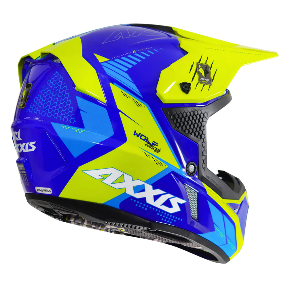 AXXIS Wolf Star Track Motocross Fluorescent Yellow Helmet