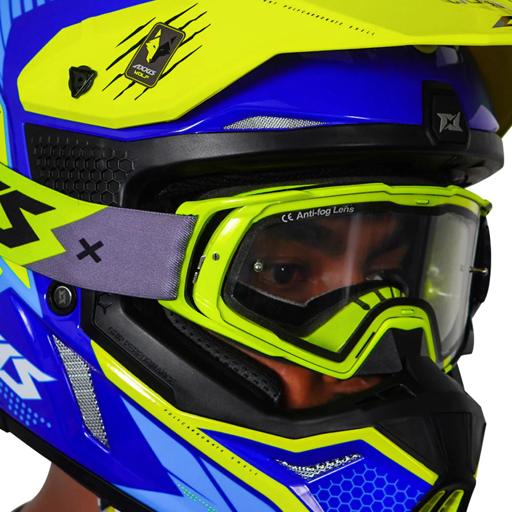 AXXIS Wolf Star Track Motocross Fluorescent Yellow Helmet