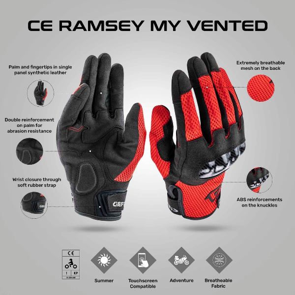 Acerbis Ramsey My Vented Gloves Red