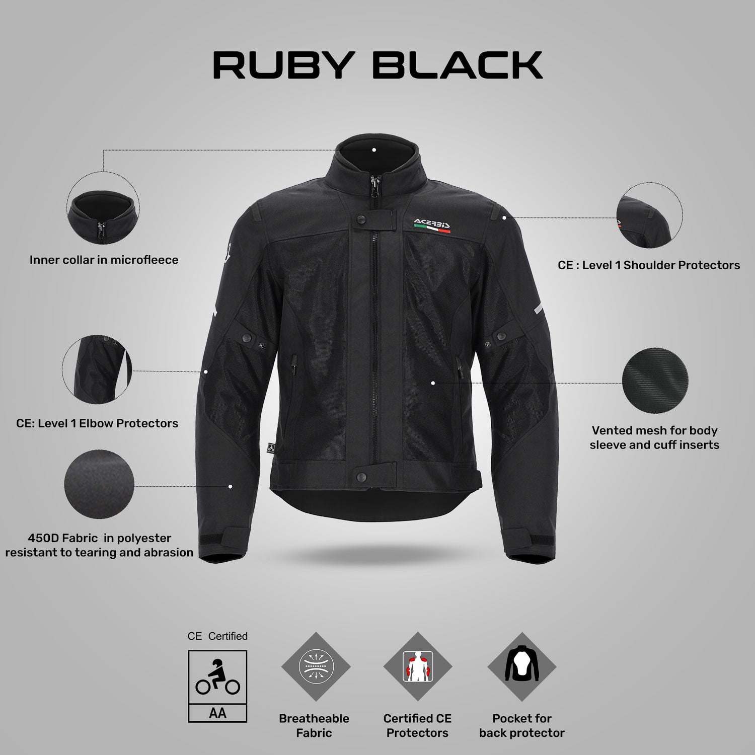 Acerbis Ruby Jacket 3 Layers Black/White