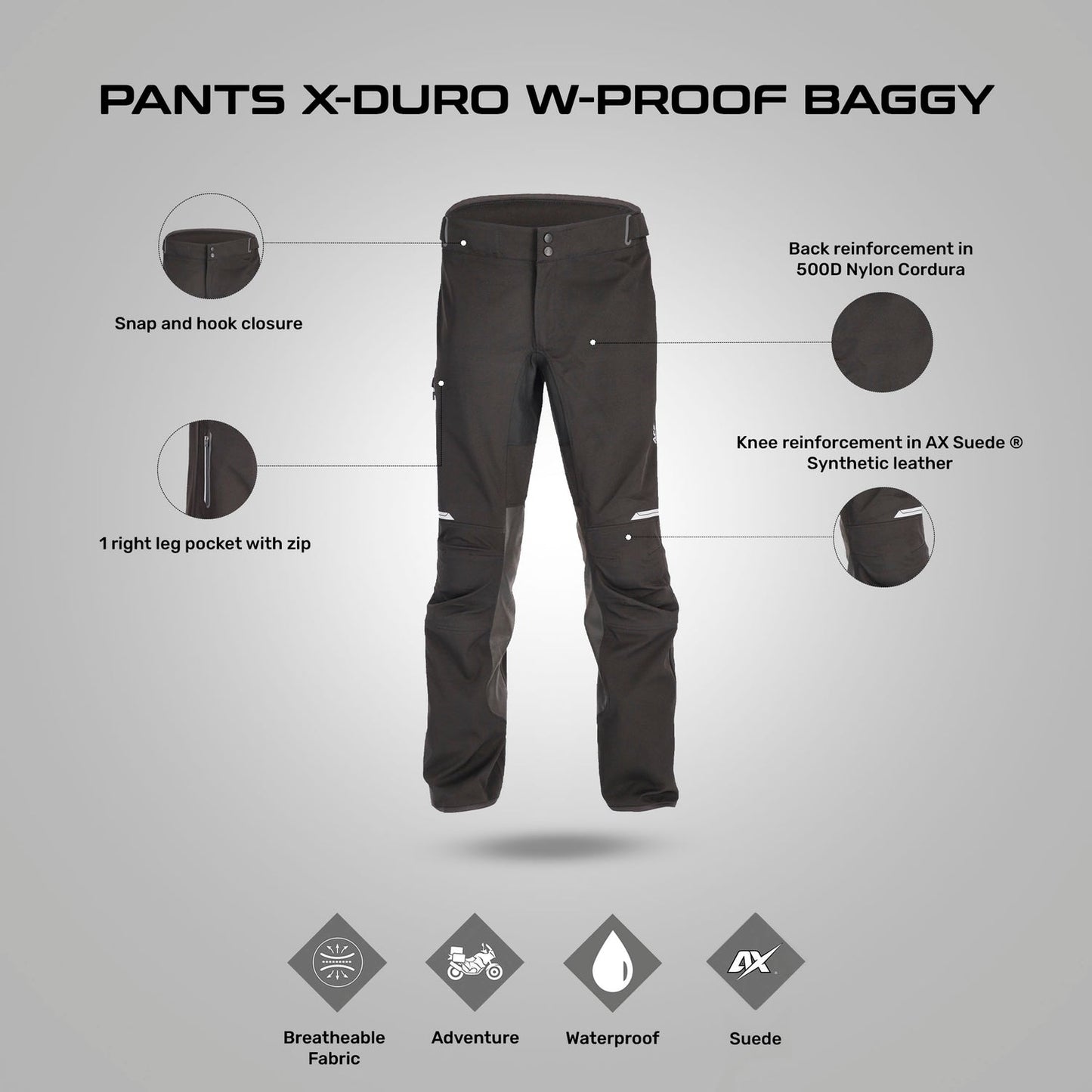 Acerbis X-Duro W-proof Baggy Pant Black