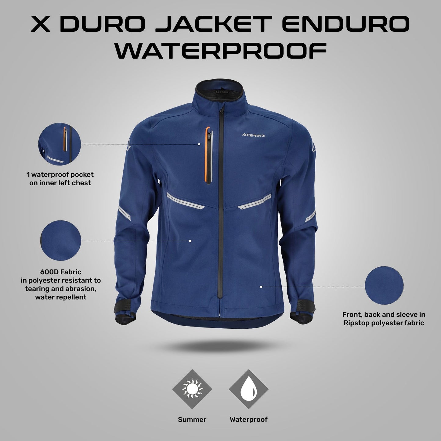 Acerbis X-duro Jacket Enduro WaterProof Blue/Orange