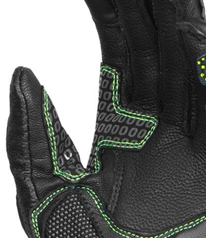 Rynox Advento Pro Riding Gloves - Hi-Viz Green Black
