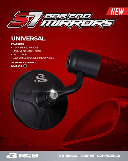 Alloy Side Mirror S7 Series Bar End Type - Universal - RCB