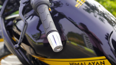 Aluminium bar end sliders for Himalayan 450 polished silver