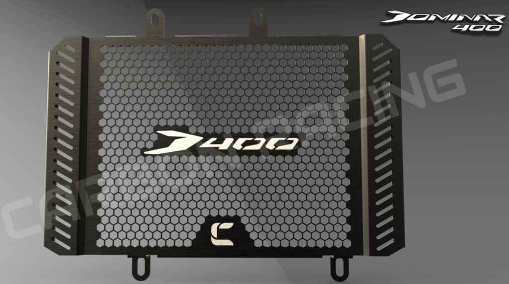 Aluminum Radiator Guard for Dominar 400 Matt Black - Carbon Racing