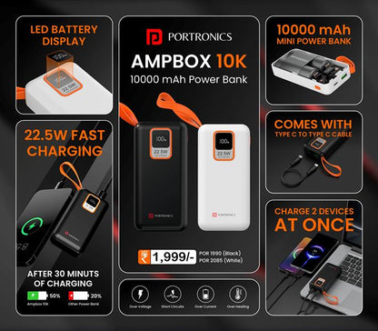 Portronics-Ampbox 10K Power Bank-White (POR 1990)
