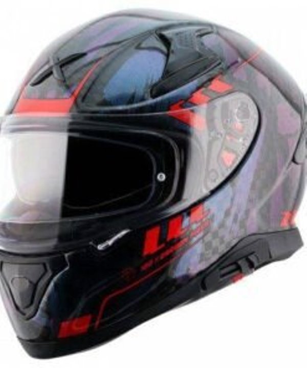 Axor-Apex Carbon Big Checks Glossy Carbon Helmet (Red)