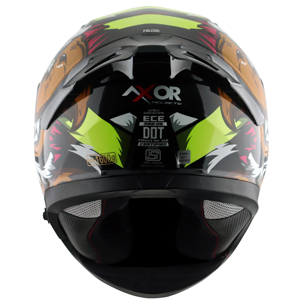 Axor Apex Falcon Full-Face Helmet - Glossy Black Neon Yellow