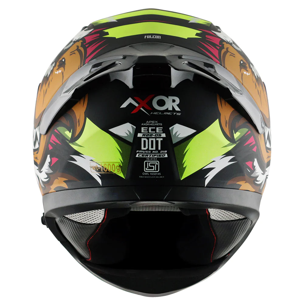 Axor Apex Falcon Full-Face Helmet - Matt Black Neon Yellow