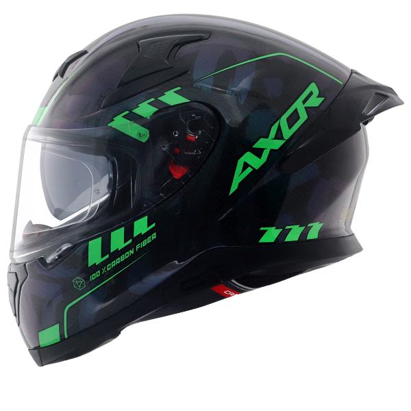 Axor Apex Gloss Carbon Small Checks Helmet - Gloss Carbon Green