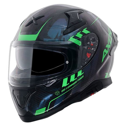 Axor Apex Gloss Carbon Small Checks Helmet - Gloss Carbon Green