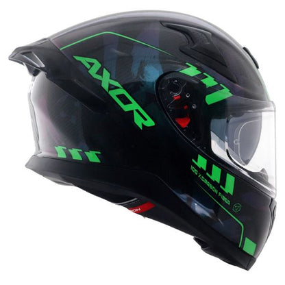 Axor Apex Gloss Carbon Small Checks Helmet - Gloss Carbon Green