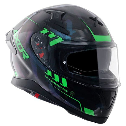 Axor Apex Gloss Carbon Small Checks Helmet - Gloss Carbon Green