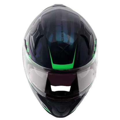 Axor Apex Gloss Carbon Small Checks Helmet - Gloss Carbon Green