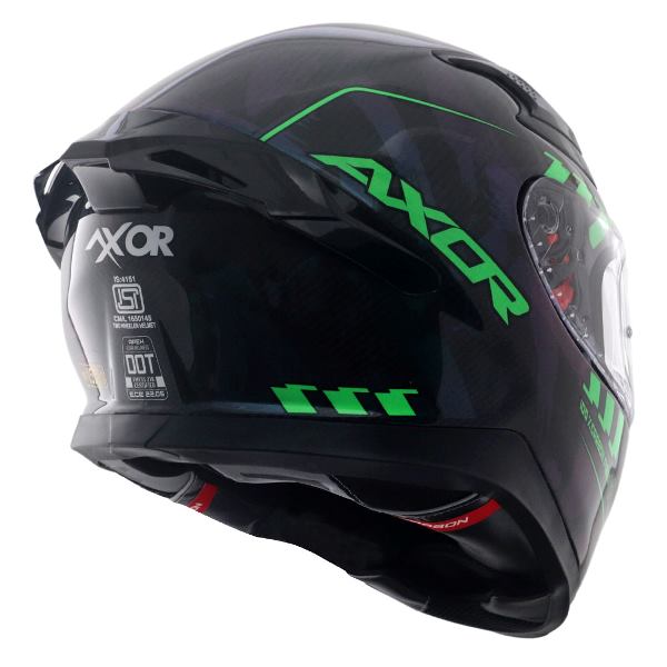 Axor Apex Gloss Carbon Small Checks Helmet - Gloss Carbon Green