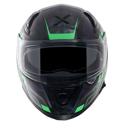 Axor Apex Gloss Carbon Small Checks Helmet - Gloss Carbon Green