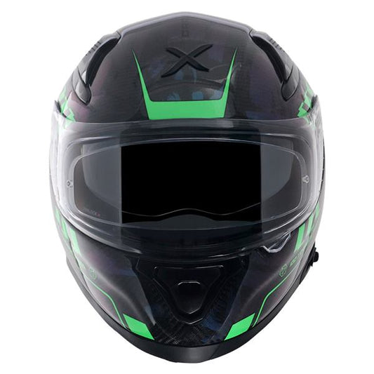 Axor Apex Gloss Carbon Small Checks Helmet - Gloss Carbon Green