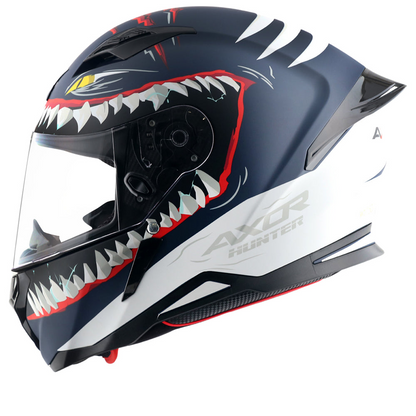 Axor-Hunter Shark Helmet (Dull Blue White)