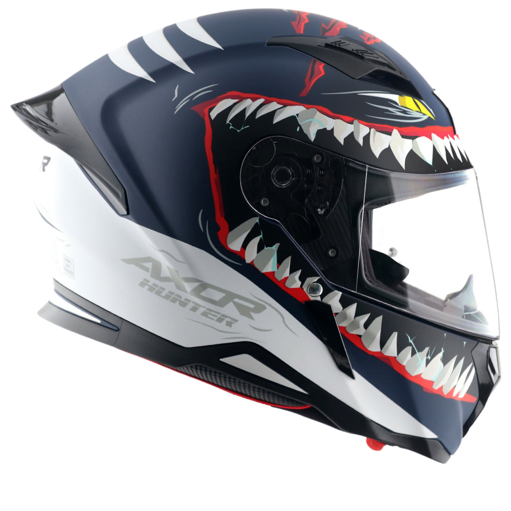 Axor-Hunter Shark Helmet (Dull Blue White)
