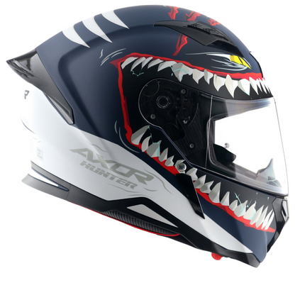 Axor-Hunter Shark Helmet (Dull Blue White)