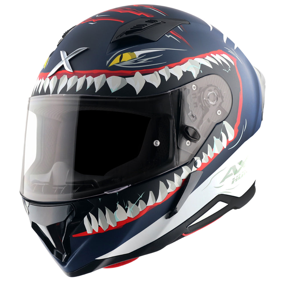 Axor-Hunter Shark Helmet (Dull Blue White)