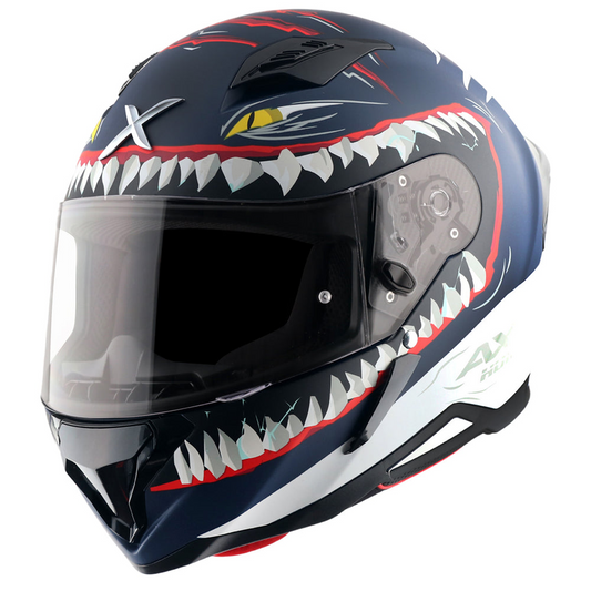 Axor-Hunter Shark Helmet (Dull Blue White)