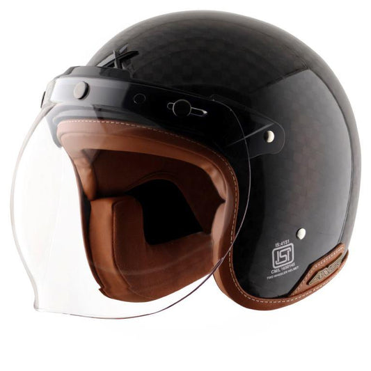 Axor Jet Carbon Big Checks helmet with bubble visor-Black